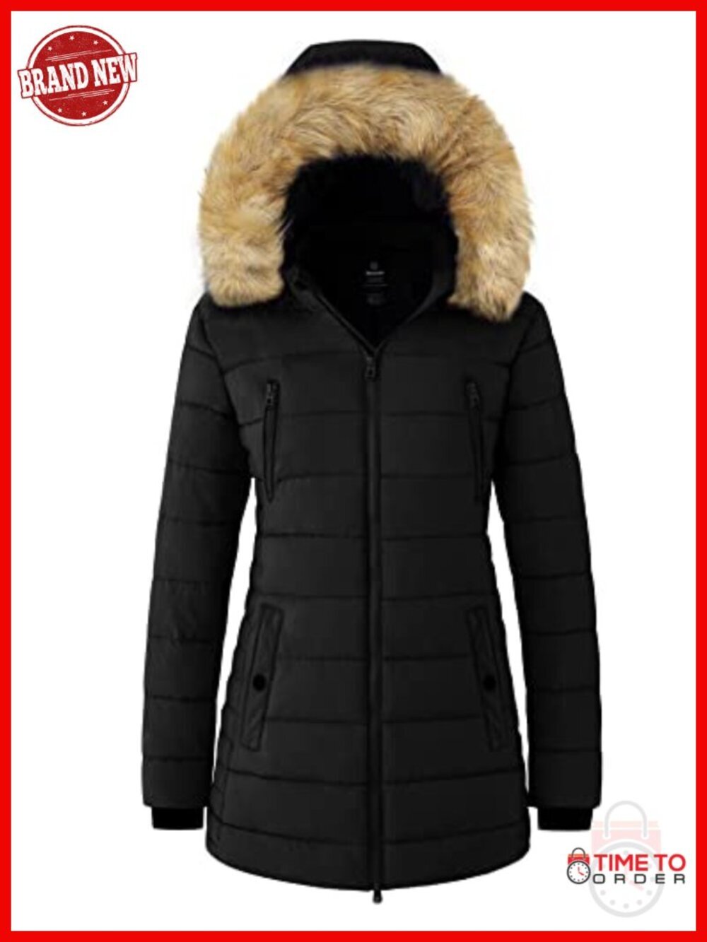 Women's Warm Winter Coat Heavy Puffer Jacket Parka with Faux Fur Trimmed Hood